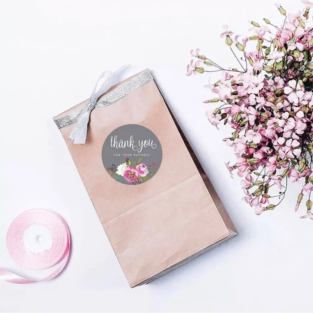 Floral Thank You For Your Business 500 Stickers